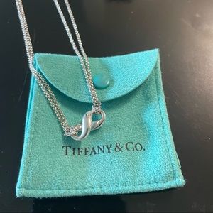 Authentic Tiffany & Co. Infinity Pendant 16” Chain Sterling Silver 925